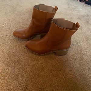 Brown leather boots